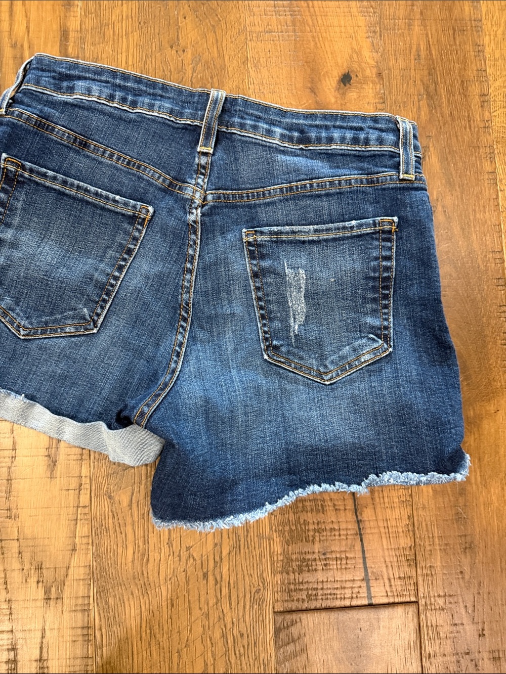 Just Black Indigo Distressed Roll-Cuff Denim Shorts - Picture 9 of 9